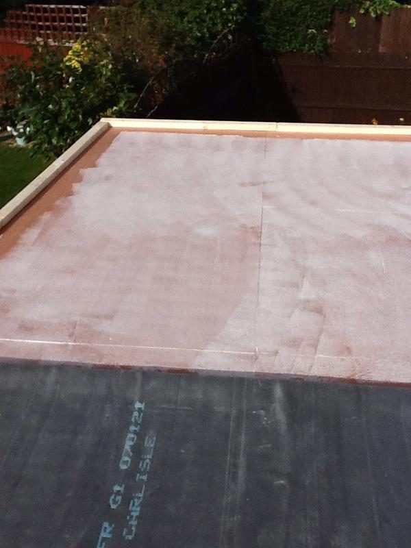 Rubber roof being laid