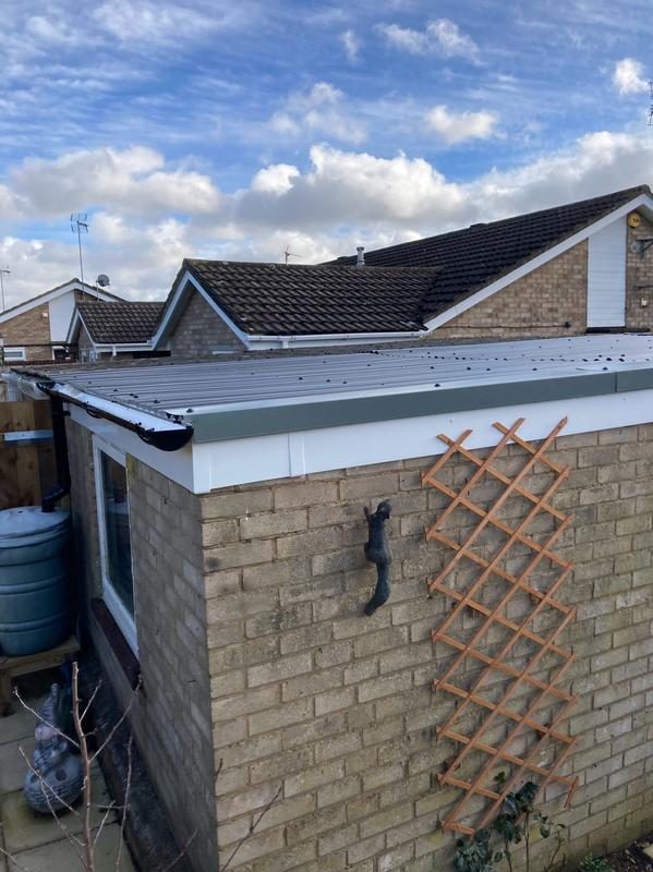Garage with new flat roof and roofline